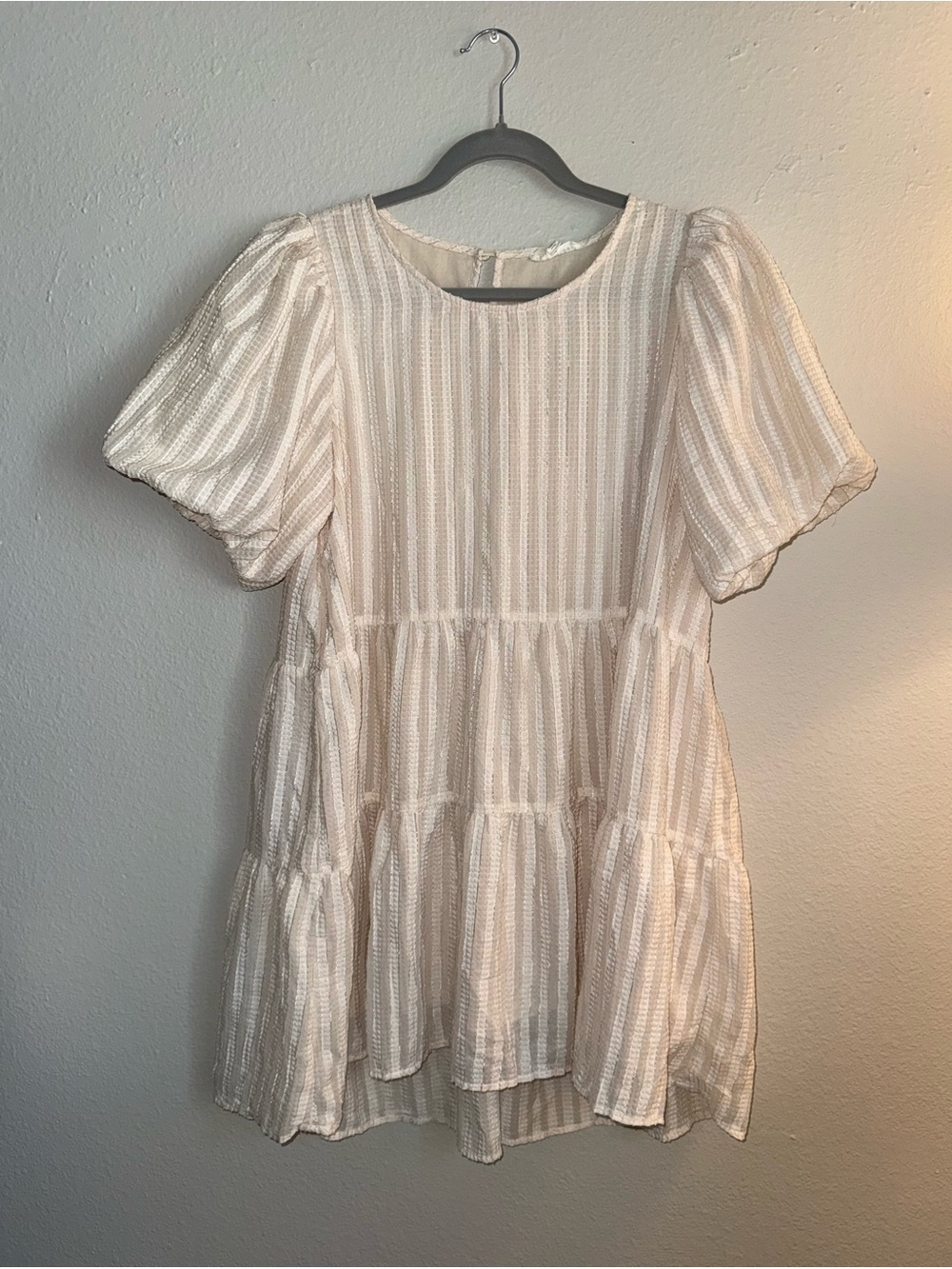 Blu Pepper Stripped Puff-Sleeve Mini Dress